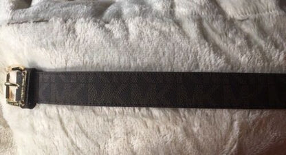 MICHAEL KORS BELT CHOCOLATE MK LOGO GOLD BUCKLE WITH GOLD EYELETS NICE