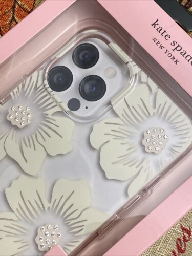 Kate Spade New York Protective Case iPhone12 Pro Max Floral White Rhinestone NEW