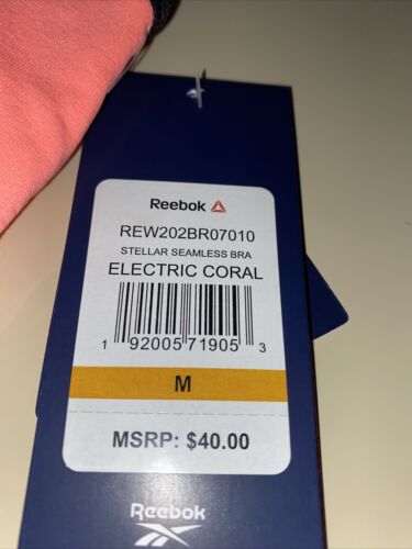Reebok Seamless Bra Electric Coral  Medium Support MEDIUM MSRP $40 BEAUTIFUL!