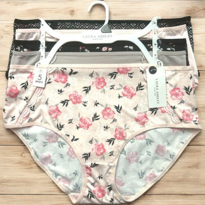 Laura Ashley~Women's Brief Underwear Panties Floral 5-Pair Polyester (A)1 LS7684