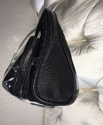 Aimee Kestenberg CHELSEA  3-Piece Set  BLACK QUILT Silver Zipper Cosmetic Bag