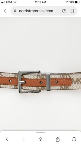 MICHAEL KORS BELT REVERSIBLE TAN/LUGGAGE WITH MK PRINTED LOGO SKINNY MK STYLE!!