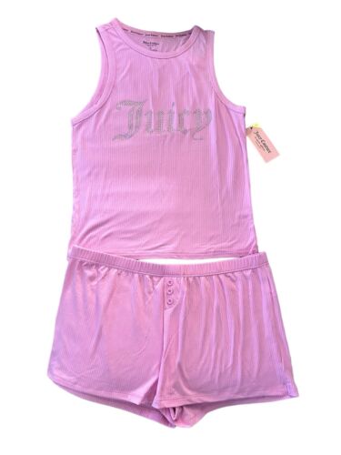 Juicy Couture Sleepwear 2pc Set JC959SP Size XL~ Pink With Rhinestones NWT~SEXY!