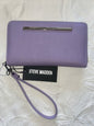 STEVE MADDEN WALLET WRISTLET LAVENDER SMOOTH TEXTURED SILVER ZIP "OH WHAT COLOR"