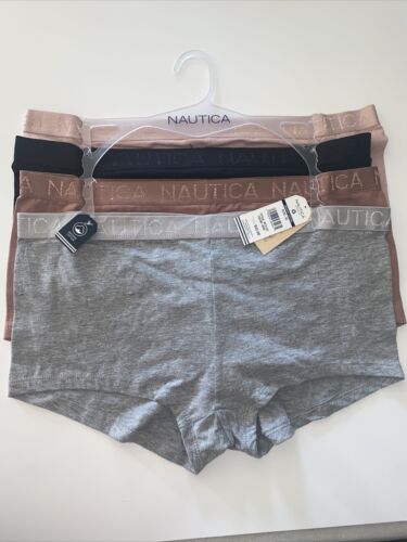 NÁUTICA ~ Women's Mid Rise NT3197 Underwear Boy Short Organic Cotton 4-Pair ~ XL