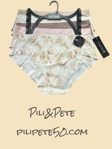 Sophie B~5 Pack No Show~Invisible Edge~Soft Hipster Briefs~Multicolor