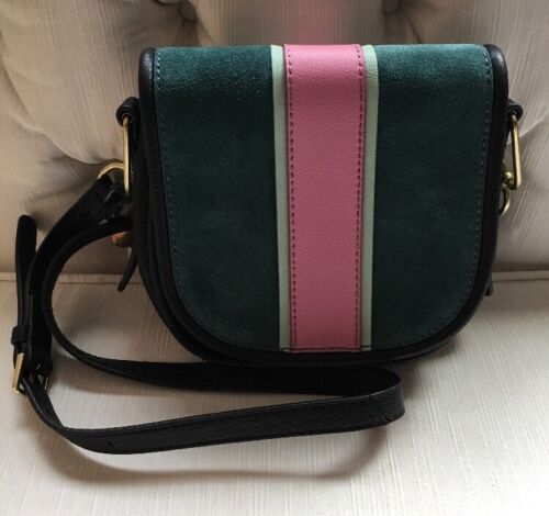 FOSSIL RUMI Alpine Green Crossbody Handbag Saddle Leather/Suede ZB7393307 $158