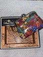 New Patricia Nash Leather Floral Coin Purse Key Chain Ring- New In Box