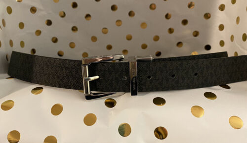 Michael Kors belt Reversible Black To Brown Mini Logo With Silver Buckle￼