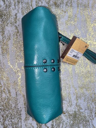 Patricia Nash Isla Oblong Italian Leather Wristlet  Distress AQUA NEW CUTE!!!