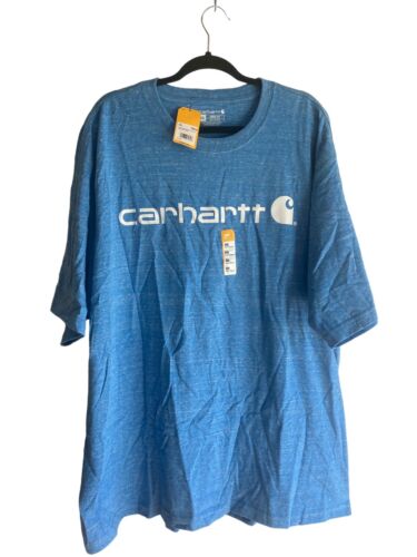Carhartt Blue 2X Men's Loose Fit Heavyweight Short-Sleeve Logo Graphic T-Shirt