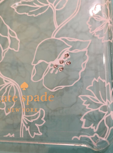 KATE SPADE PHONE CASE FOR iPHONE X DREAMY FLORAL WHITE WITH GEMS CLEAR BRAND-NEW