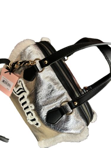 Juicy Couture Silver Shear Genius Satchel XBDY Sherpa Handbag Purse~VIRAL TIKTOK