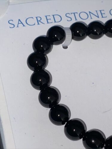 Sacred Stone Circles Onyx Bracelet W/ Kabbalah Symbol Silver-Tone RARE  FIND