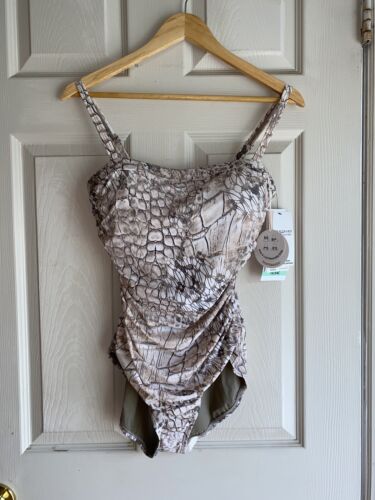 Contours by Coco Reef Jasper Bandeau Bra. Sized One Piece Swimsuit Crocodile NEW