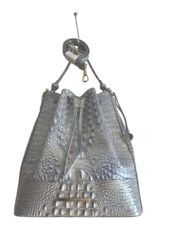 Brahmin Marlowe Bucket Shoulder  Handbag~Eggshell~Silver & Blue Melbourne~NWT