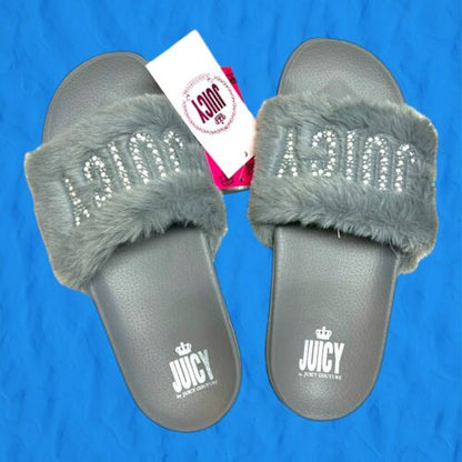 Juicy Couture Womens J-WRAPPED Faux Fur Slip-On Slide Slippers Shoes WP00649W