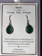 SHIVAM .925 STERLING SILVER BERYL EARRINGS GENUINE GEMSTONE ROUND DANGLE  NIB