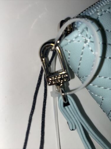 STEVE MADDEN WALLET WRISTLET SEA CRUSH BANGELO SMOOTH TEXTURED SILVER ZIPPER