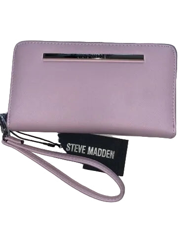 STEVE MADDEN PINK WALLET WRISTLET SMOOTH TEXTURED