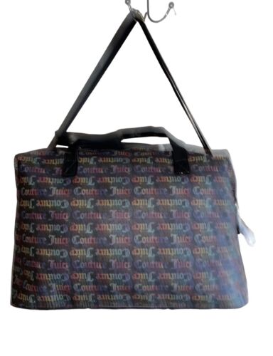 JUICY COUTURE WEEKENDER BAG RAINBOW BLACK BOLD WORD PLAY RETAIL$109 BEAUTIFUL !