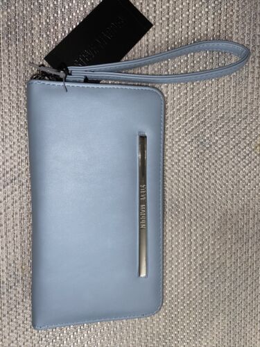 STEVE MADDEN WALLET WRISTLET BLUE (LIGHT-BLUE) SMOOTH TEXTURED