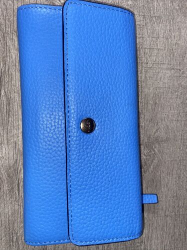 LODIS BLUE Kate Classic Pebbled Leather RFID Slim Large Flap Snap Wallet~UNIQUE
