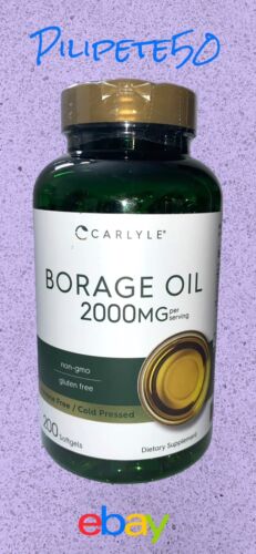 Borage Oil Softgels 2000mg | 200 Count | Cold Pressed, Hexane Free | by Carlyle