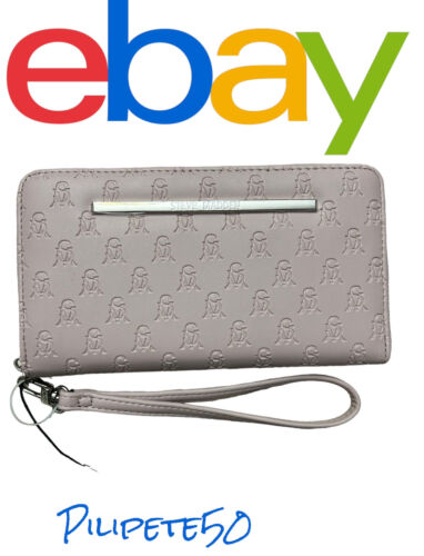 STEVE MADDEN WALLET WRISTLET ZIP AROUND PINK BLUSH STAMPED LOGO VERY DIFFERENT!!