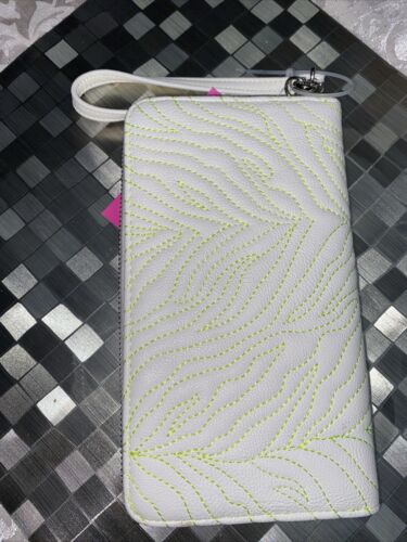 Betsey Johnson Zip Around Wallet/Wristlet Stitch Light Green Over White Color