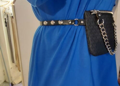 MICHAEL KORS  FANNY PACK BLACK WITH SILVER ZIPPER AND CHAIN MED TAKE A LOOK!!!!!