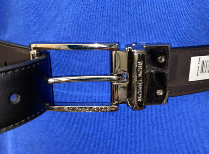MICHAEL KORS BELT REVERSIBLE MENS DRESS BELT BLACK TO BROWN WITH SILVER BUCKLE!