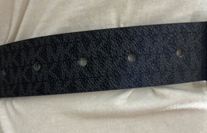 MICHAEL KORS BELT BLACK WITH MINI PRINTED MK LOGO TRIPLE BELT LOOP WITH STUDS