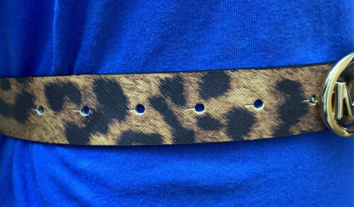 MICHAEL KORS BELT LEOPARD PATTERN GOLD MK LOGO BUCKLE "SO NICE"!!!