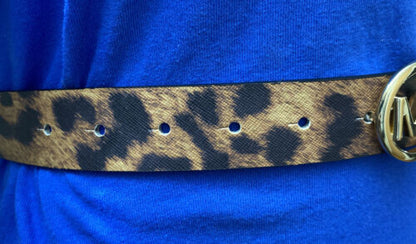MICHAEL KORS BELT LEOPARD PATTERN GOLD MK LOGO BUCKLE "SO NICE"!!!