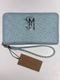 STEVE MADDEN WALLET WRISTLET SEA CRUSH BANGELO SMOOTH TEXTURED SILVER ZIPPER