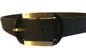 TAHARI BELT UNISEX BLACK TEXTURED FAUX LEATHER LOGO BUCKLE MSRP $40