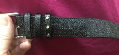 MICHAEL KORS BELT BLACK WITH PRINTED MK LOGO TRIPLE BELT LOOP WITH STUDS RARE!!