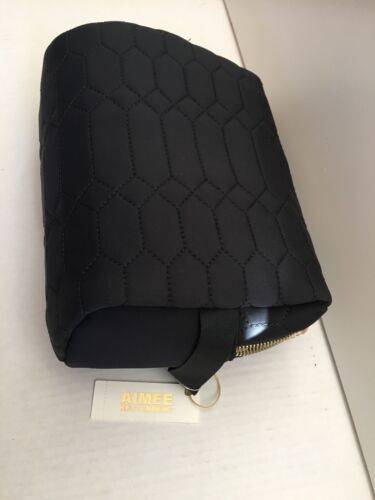 AIMEE KESTENBERG LARGE ISABELA BLACK DIAMOND PYTHON QUILTED GOLD ZIPPER