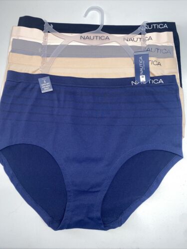 NAUTICA~NT9935 -5 PCK SIZE 3X~MULTICOLOR~SOFT HIGH WAIST BRIEF PANTIES GREAT FIT