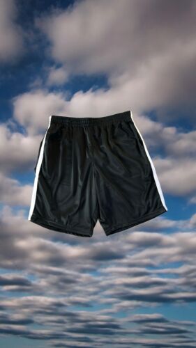 Champion Basketball Shorts Mens~L Black Mesh~White Stripes~ Gym NEW