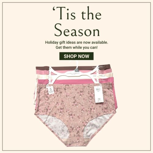 Laura Ashley~Women Brief Panties Floral/Solid 5-Pair LS6895~Sz M ~GREAT QUALITY