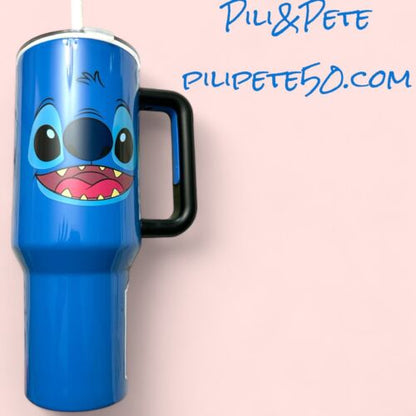 Disney Lilo & Stitch Face Stainless Steel Tumbler 40 Oz. Travel Cup Mug