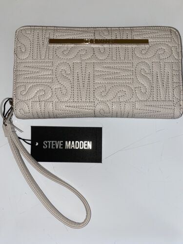 STEVE MADDEN WALLET WRISTLET BONE "STITCHED LOGO" BIG LETTERS LOOK!!!!!