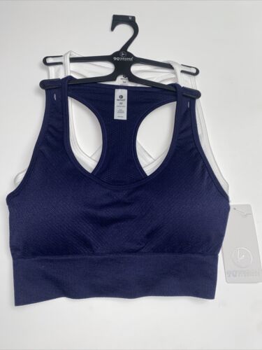 90 DEGREE BY REFLEX~Women's Sports Bra~SLW-22130B~EVENING BLUE/WHITE~ALL SIZES