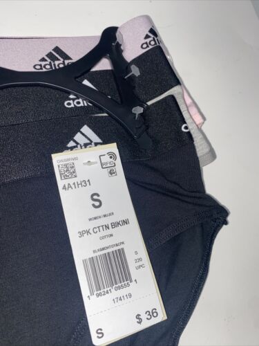 Adidas Women's 3-PK Cotton Hipster~Underwear 4A1H31 (Size S) NWT MSRP $36
