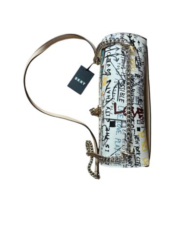 DKNY Women’s CLEO FLAP BAG  XBODY PURSE Multicolor~ GRAFFITI DESIGN~UNIQUE