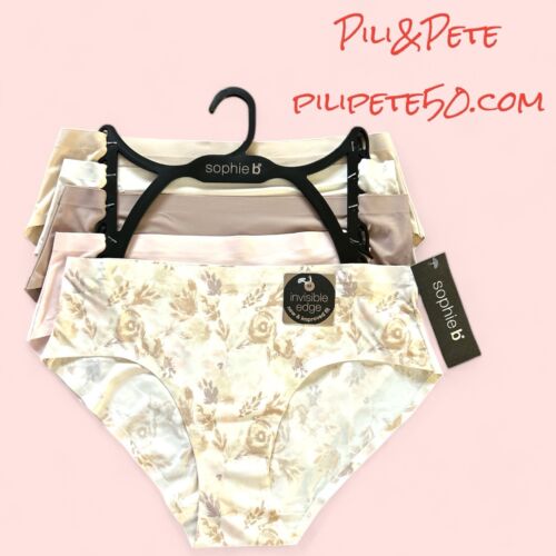 Sophie B~5 Pack No Show~Invisible Edge~Soft Hipster Briefs~Multicolor