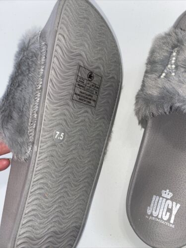 Juicy Couture Womens J-WRAPPED Faux Fur Slip-On Slide Slippers Shoes WP00649W