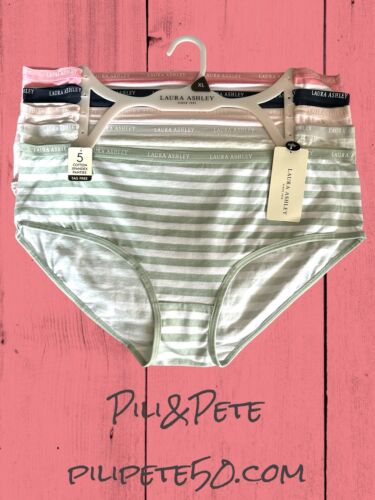 LAURA ASHLEY Intimates Cotton-Spandex Brief Panties~Size XL~5 pair Style LS9540